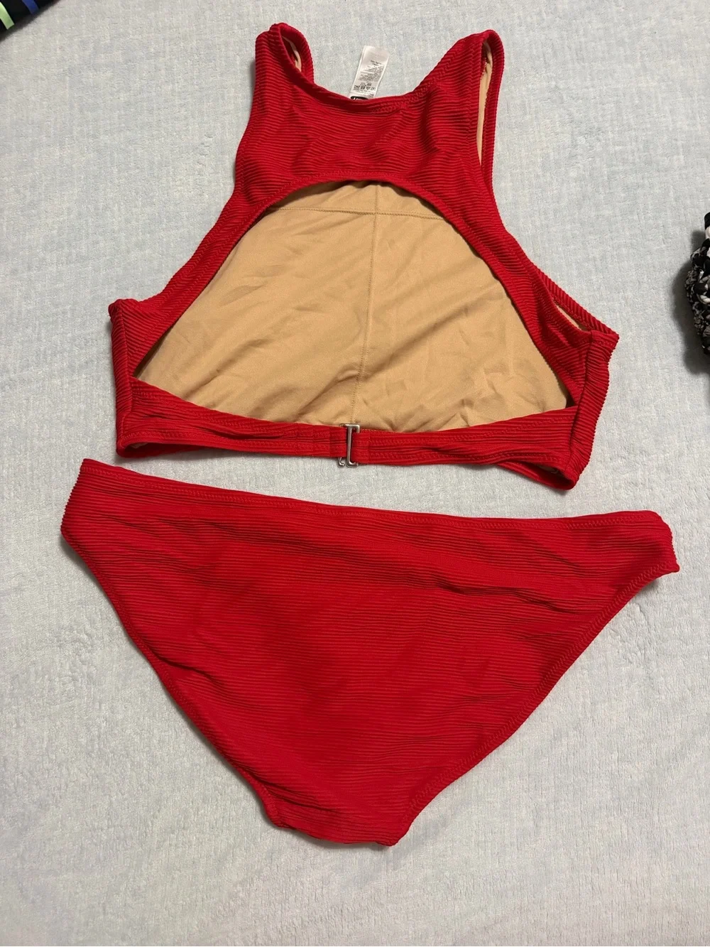 Old Navy Red Ribbed High-Neck Bikini Set